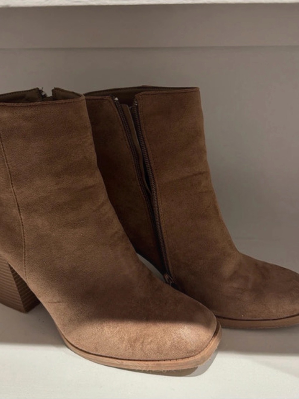Women’s Suede Side-Zip Ankle Booties in Brown